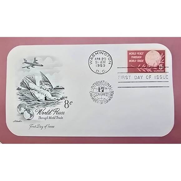 US FDC Washington DC World Peace Through World Trade 1959 8¢ - Picture 2 of 3